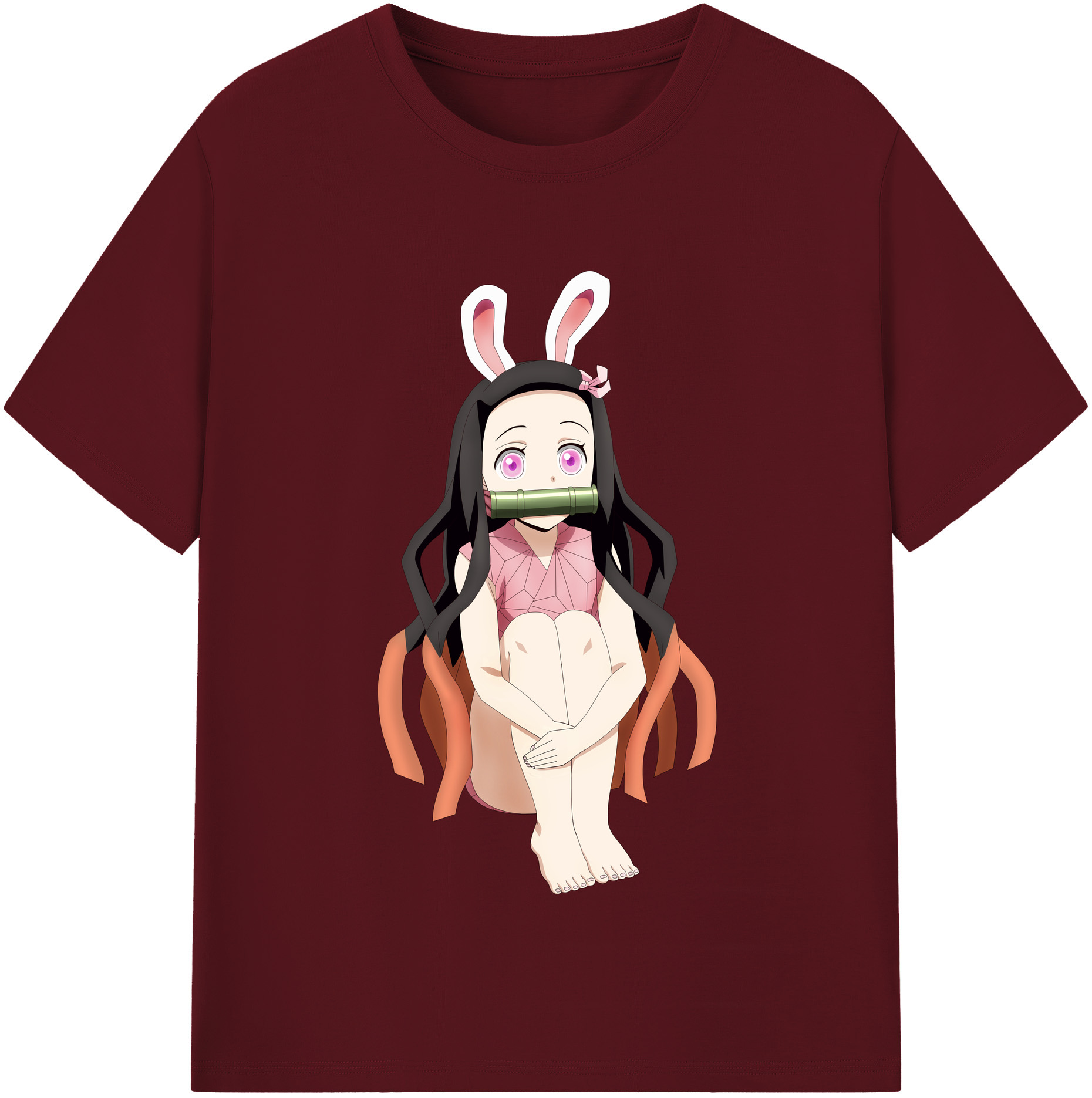 （画像用） 鬼滅の刃（きめつのやいば）竈門 禰󠄀豆子／かまど ねずこ Kamado Nezuko 綿100％半袖Tシャツ（フロントプリント）
